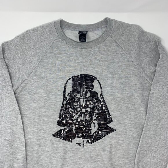 Disney‎ Star Wars Black Sequin Darth Vader Grey Women's Sweatshirt Size Medium - Picture 2 of 7